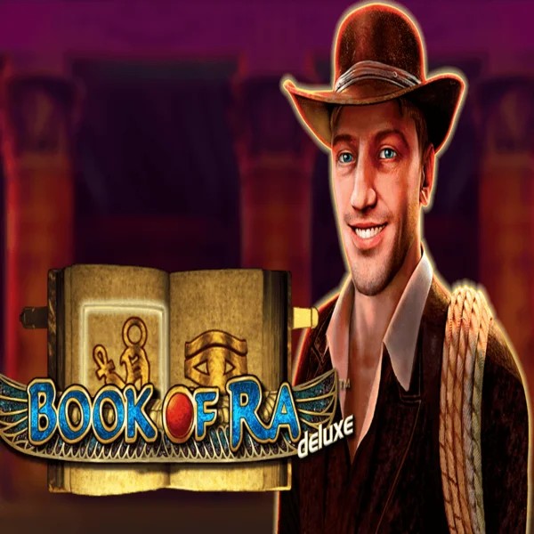 Book of Ra Deluxe slot logo by Novomatic at Magius Casino